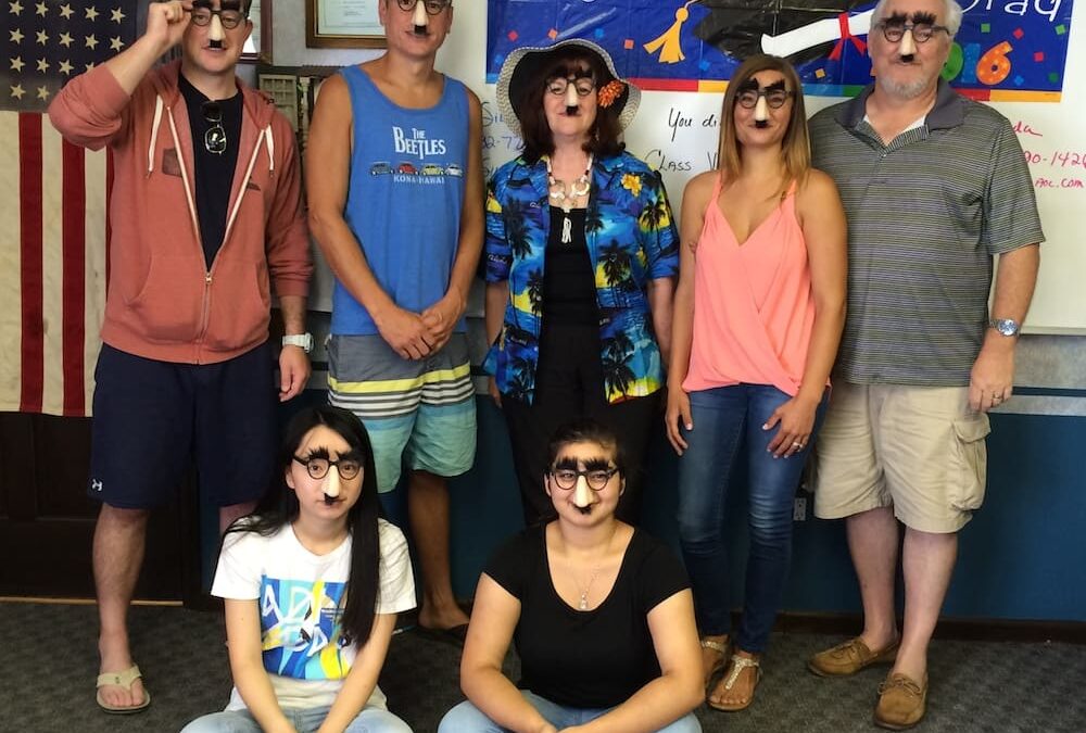 graduation feeling a little Groucho-opt