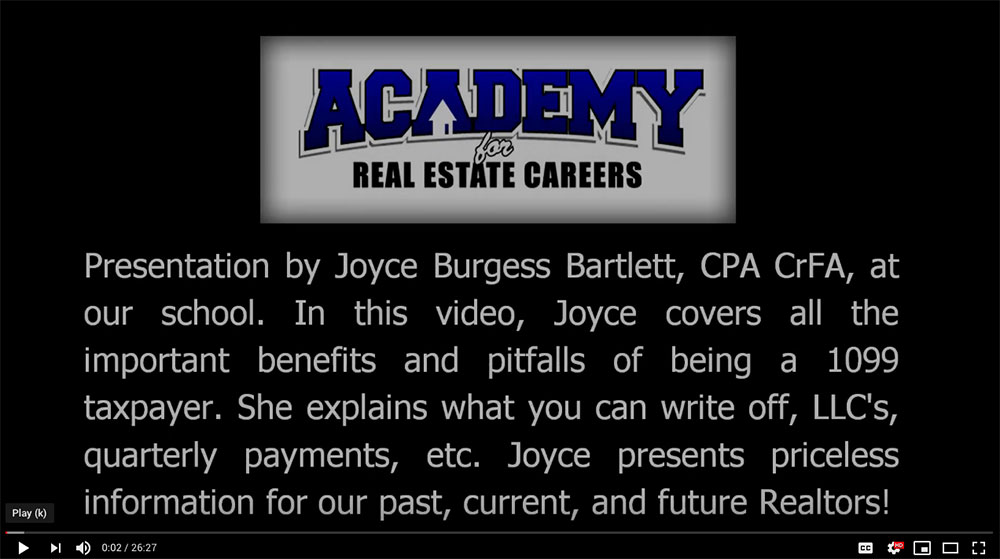 Joyce Bartlett CPA Presentation at Academy For Real Estate Careers